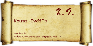 Kousz Iván névjegykártya